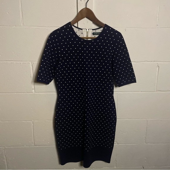 Lauren Ralph Lauren Navy|White Polkadot Dress Sz Medium - Picture 2 of 5